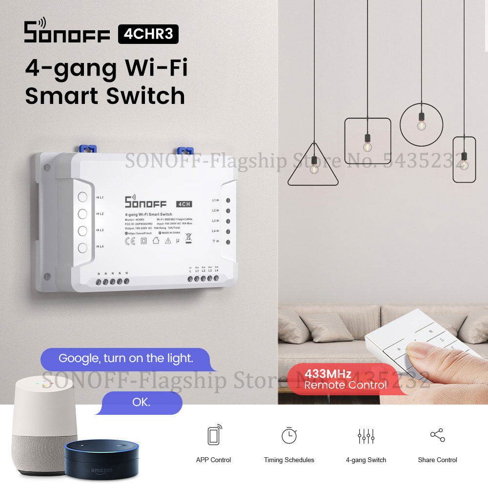 Relay Module 4 Channel - Itead SONOFF 4CH R3 Wifi Wireless