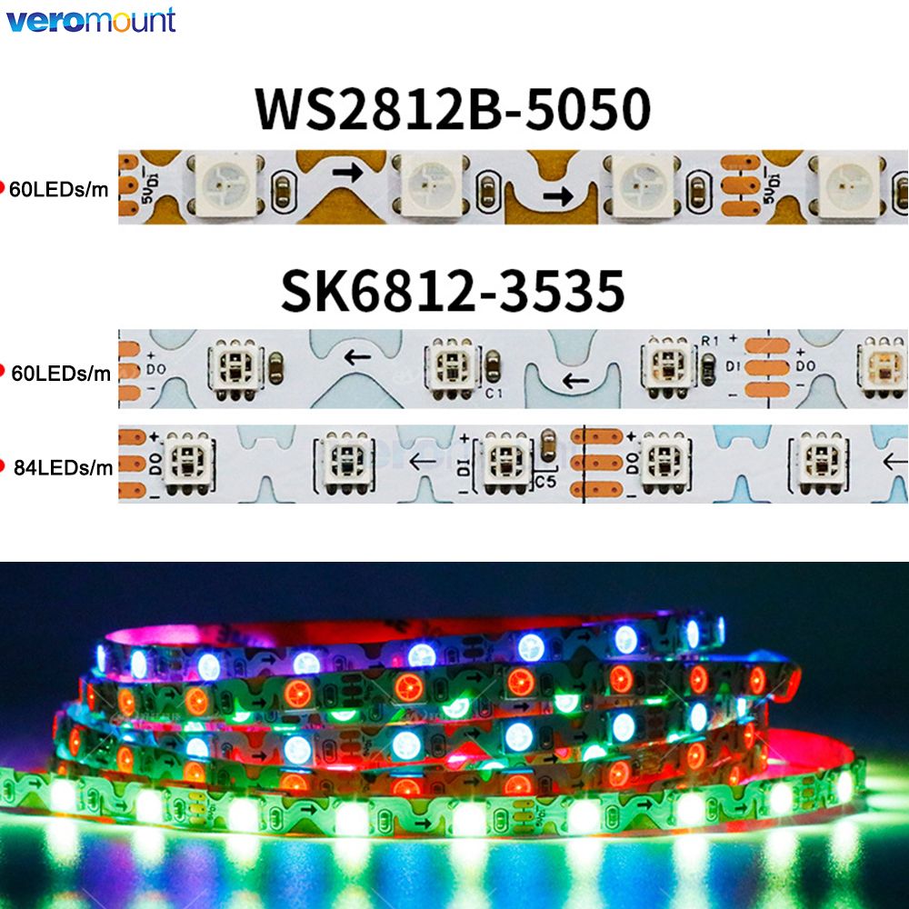 Ws2812B Strip 5V - 6mm Narrow With PCB S Shape