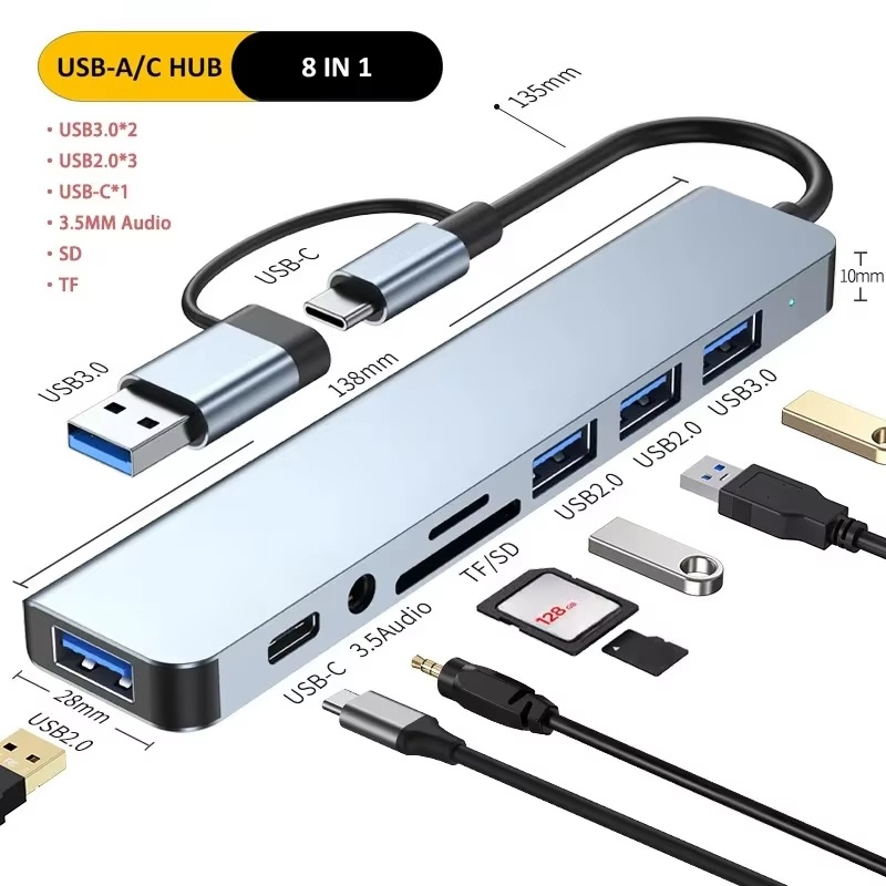 Sd Card Module - Type C Hub USB Splitter 8