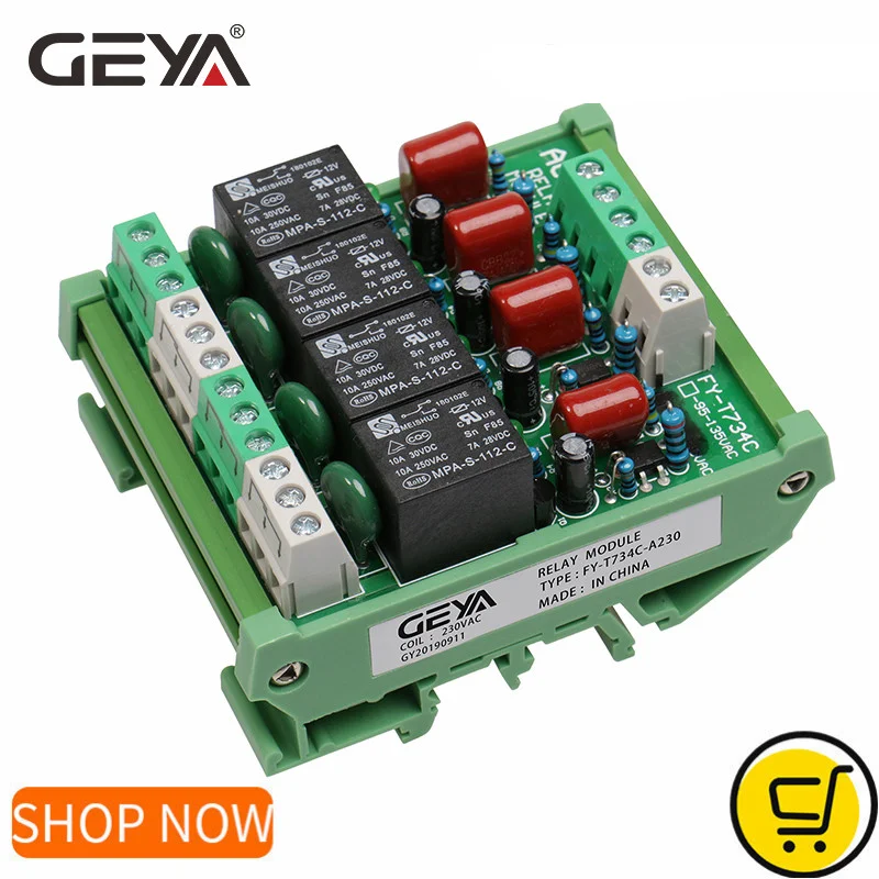 Relay Module 4 Channel - GEYA Din Rail 4 Channel Relay