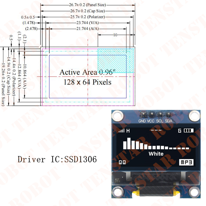 TENSTAR 0.96 Inch OLED SSD1306 - Oled Display 0.96 ulasan dan harga