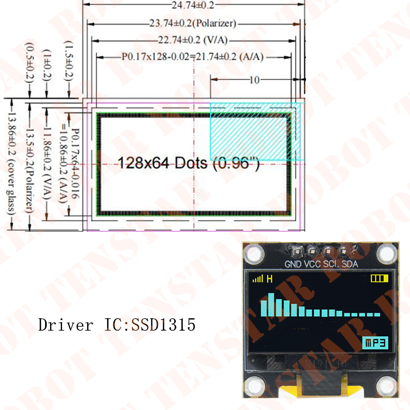 TENSTAR 0.96 Inch OLED SSD1306 - Oled Display 0.96 ulasan dan harga
