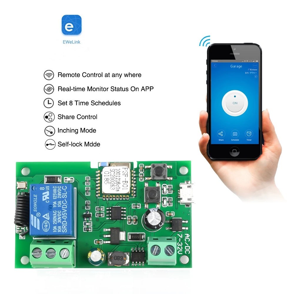 Ewelink AC/DC 5V 7V-32V 1 Chan - Relay Module 1 Channel ulasan dan harga