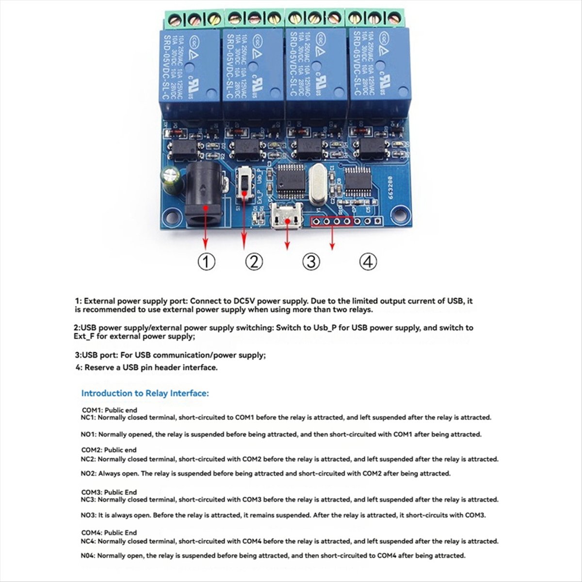 AT42 4 Channel USB Relay Modul - Relay Module 4 Channel ulasan dan harga