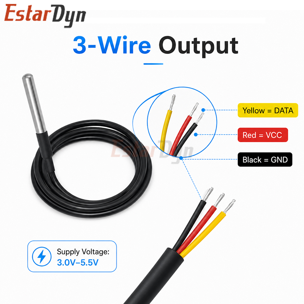 Estardyn DS18B20 Waterproof Di - Ds18B20 ulasan dan harga