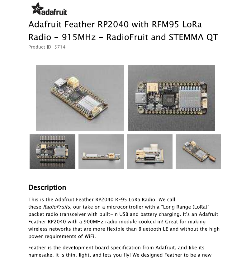 5714 Feather RP2040 with RFM95 - Lora Rfm95 ulasan dan harga