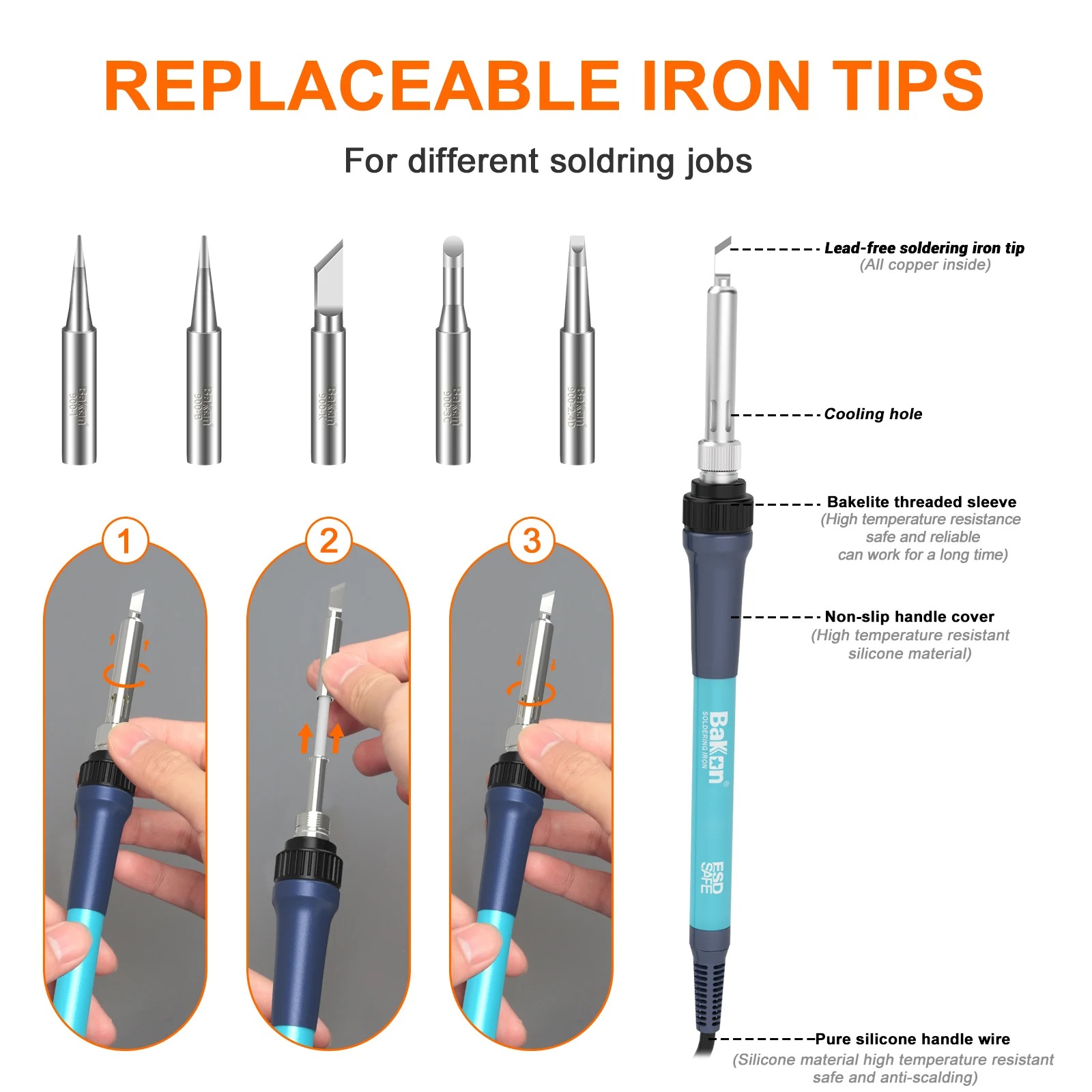 Bakon BK969 90W Soldering Stat - Soldering Iron Temperature Probe ulasan dan harga
