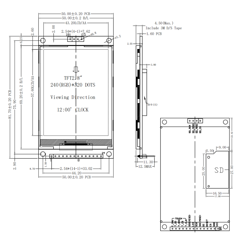 2.8 Inch TFT LCD Display Modul - Ili9341 ulasan dan harga